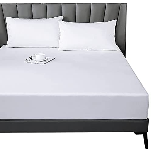 Lirex Drap Housse, 180 x 200 cm 100% Coton 300 Fils/cm² Drap Housse Doux et Respirant, Blanc