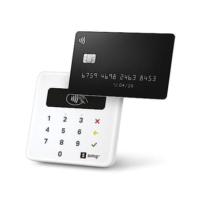 SumUp Air terminal de paiement, TPV, Aucuns frais mensuels, Bluetooth usb, Acceptez toutes les cartes bancaires, NFC, Apple Pay, Google Pay Pour iOS 7, Android 4.4