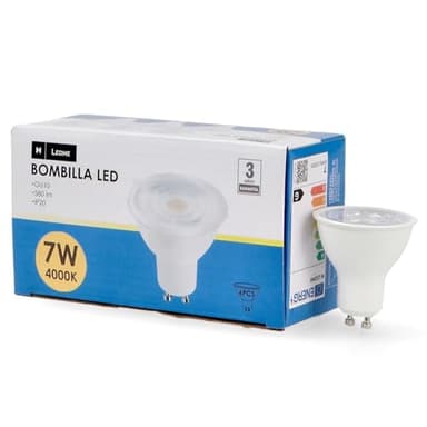 M Ledme - Pack de 6, Ampoule Led 7W Gu10 Smd Plus, Lumière Neutre (4000k), Culot Gu10, 580 Lumen, IP20, Ouverture Faisceau Lumineux 60°, Efficacité Énergétique et Faible Consommation. LM7614