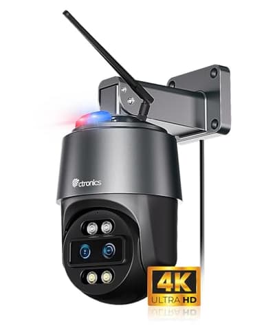 Ctronics [Zoom Hybride 10X] 4K Caméra Surveillance Extérieure, Double Objectif, Suivi Automatique, 2,4/5GHz WiFi, 256GoSD/Cloud/FTP, Vision Nocturne Couleur, Détection Humains/Véhicules/Animaux