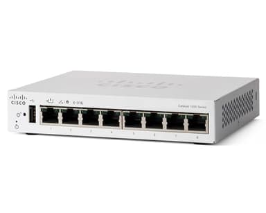 Cisco Commutateur Intelligent Cisco Catalyst 1200-8T-D, 8 Ports GE, alim. Externe, Bureau, Garantie limitée à Vie (C1200-8T-D)