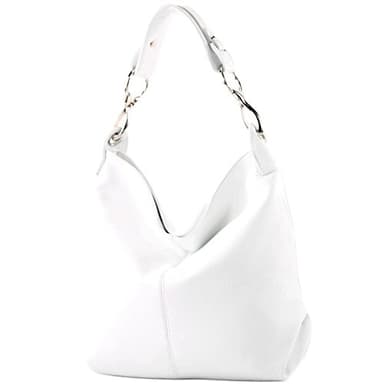 modamoda de T168 Sac à bandoulière, sac porté épaule, en cuir, fabriqué en Italie, Blanc., M