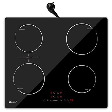 GIONIEN Plaque à Induction 4 Foyers 60cm,16Amp Plaque à Induction Encastrable,Table de cuisson électrique intégrée avec zone de pont, 4 plaques de cuisson Table de cuisson,2800W