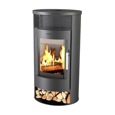 EIDER BIOMASA - Ronde - Poêle à bois 7,79 kW - Compact 102 x 49 x 56 cm - Design japonais - Chauffe jusqu'à 140 m³ - Efficacité énergétique Classe A