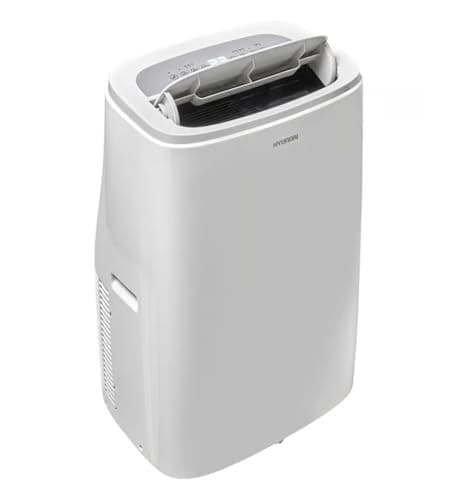 Hyundai, Climatiseur Mobile 14000 BTU Réversible Chaud Froid Classe A - Blanc, Système Auto-Évaporation, Silencieux ≤65dB, Télécommande, 24h Minuterie, 20-28m², 2 ans Garantie