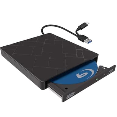 TOMVYTER Lecteur BluRay Externe USB3.0 Type-C, Graveur/Lecteur Blu-Ray Externe DVD Portable Mince, pour Ordinateur Portable, Bureau, Windows 11/10/8
