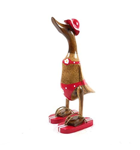 Coco Papaya Canard décoratif en Bois 35cm - Bikini Rouge