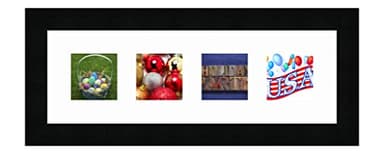 Cadres photos pêle mêle multivues Super Blanc 4 photo(s) 8x8 Passe Partout, Cadre photo mural 40x13 cm Noir, 3 cm de largeur