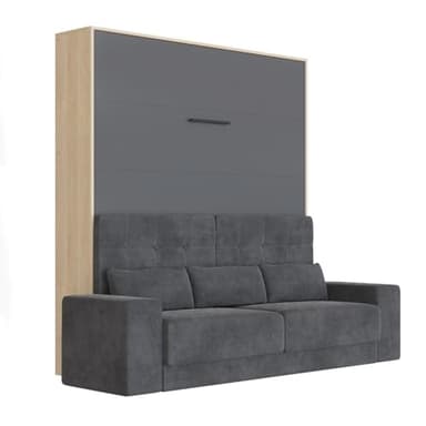 SMARTBett Lit d'armoire avec canapé blanc M1 160 x 200 cm vertical