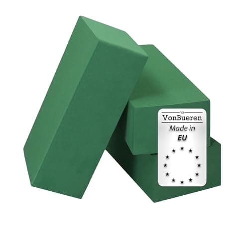VonBueren 3 x Mousse Florale Humide Verte Fleuriste pour Fleurs et Art Floral | 23 x 11 x 7,5 cm | Mousse pour Bricolage | pour Fleurs artificielles et fraîches | Mousse Plante | Fabriqué dans l’UE