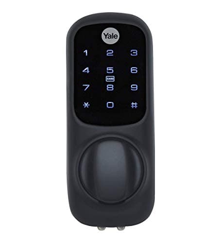 Yale Verrou de Porte connecté sans clé – Noir – Aucune clé nécessaire, Verrouillage/déverrouillage avec Code PIN, Porte-clés, Carte, étiquette de téléphone, Compatible avec loquet de Nuit de 60 mm