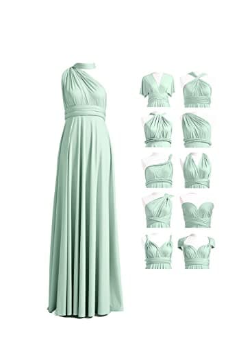 72styles Robe Infinity de Demoiselle d'Honneur, Multiway de Cérémonie, Longue, Maxi, Grande Taille Robe de Soirée, Invité de Mariage, Sauge, Taille unique