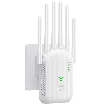 Répéteur WiFi Puissant, amplificateur WiFi de dernière Technologie avec6 antennes Couvrant Une superficie de1200m²,2 Ports LAN,répéteur WiFi pour la Maison et Le Bureau,WiFi Extender (U20-18)
