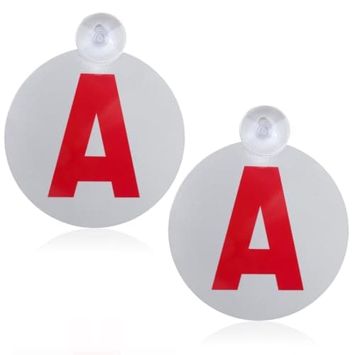 Lot de 2 Disques de Signalisation Jeune Conducteur - Ø 15 cm avec Ventouse - Protection Anti-UV, Réflexion Nocturne et Haute Visibilité pour Sécurité Routière pour Conducteurs Novices