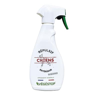 VEGESTOP Répulsif Chiens - Spécial extérieur - 500 ML - Dissuasif - Anti Urine, Excrément, Destruction Jardin et Parterre - Spray Vaporisateur