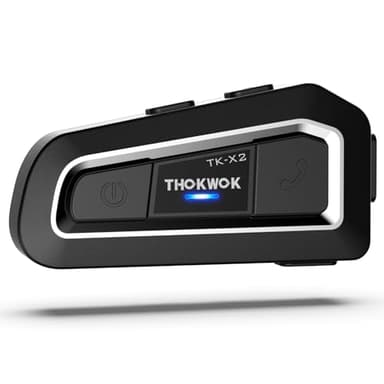 THOKWOK Intercom Moto, TK-X2 Casque Moto Ecouteur Bluetooth pour 2-3 Personnes, Kit Main Libre Oreillette Bluetooth Stéréo Hi-FI, Radio FM, Communication Système pour Motocross/ATV/Motoneige (1 Pièce)