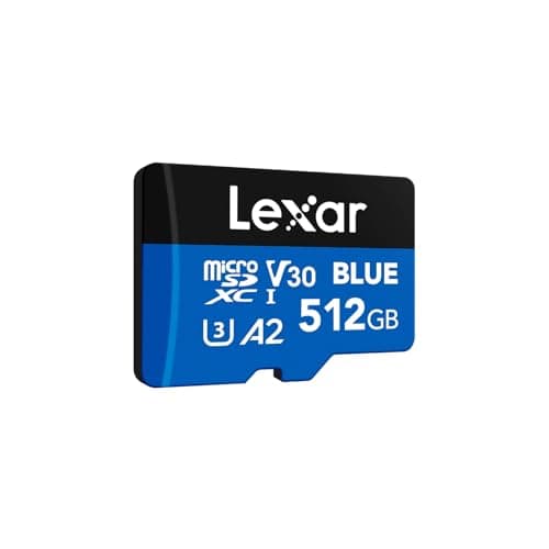 Lexar Blue Carte Micro SD 512Go, jusqu'à 160 Mo/s en Lecture, Carte microSDXC UHS-I, C10, U3, V30, A2, vidéo Full HD et 4K, Carte mémoire Haute Vitesse pour Smartphones/tablettes/caméras d'action