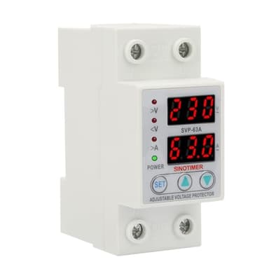 AC230V 63A Protecteur de Courant Tension Dispositif de Protection Contre sur/sous-Tension Double Affichage à LED Protection Basse Tension Monophasée Installation sur Rail DIN
