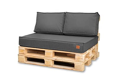 Bielik Coussin Palette 120x80 Set pour Palette, Impermeable Coussin pour Salon de Jardin UE, Complet pour Meuble Palette, 3 Pièces: L'assise 120x80cm + 2 Coussins 60x40cm, Gris foncé