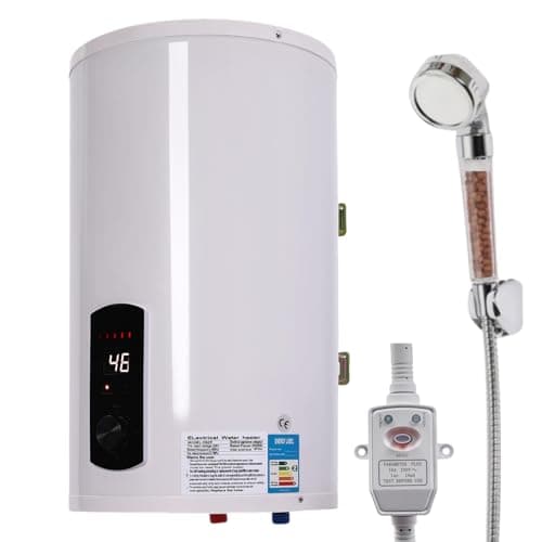 DAOHHFO Chauffe-eau électrique à accumulateur d'eau chaude 220 V, 30 l, chauffe-eau mural, avec protection contre les fuites, douche pratique et affichage de la température, 2000 W (blanc, 30 l)