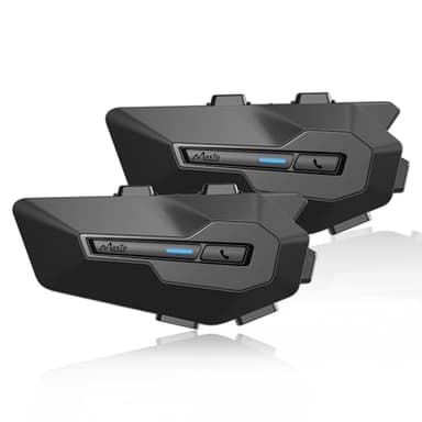 MAXTO MX2 Lot de 2 systèmes de Communication pour Casque de Moto Bluetooth 1 000 m avec Partage de Musique, Son stéréo HiFi/FM/IPX6, Haut-Parleur de Casque de Moto, interphone pour Tous Les Casques