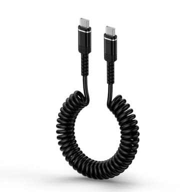 Câble USB C vers USB C Spiralé, [0.4M-1.8M] Type C Chargeur Rapide Rétractable Android Auto pour Samsung Galaxy S25 S24 Ultra S23 FE S22 S21 A56 A55 5G A54 A35 A34 A25 A16 A15 A05s iPhone 16 15 Xiaomi
