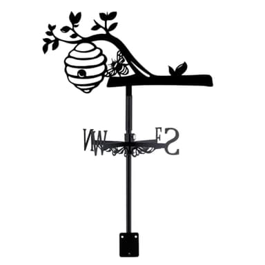 SUPERDANT Girouette de Jardin Exterieur en Nid d'abeille en Forme d'abeille Girouettes en Métal Noir Girouette en Forme d'animal Girouette Ornement Deco Jardin Exterieur