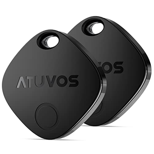 ATUVOS Smart Air Tag Traceur Lot de 2 Compatible avec l’app Localiser Apple (iOS Seulement, Android Non Pris en Charge), Localisateur de d'Objets Bluetooth pour Clés, Bagages, Valises, Sacs