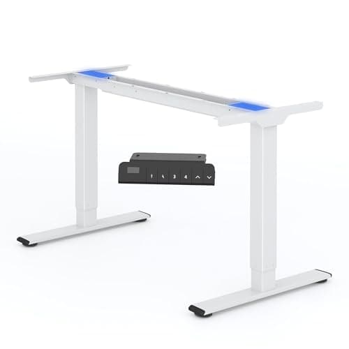FlexiSpot Bureau Assis Debout Électrique à 2 Moteurs Charge 100kg, Bureau Réglable en Hauteur en Acier avec Panneau Smart à Fonctions Mémoires, Système Anti-collision, Cadre en Blanc