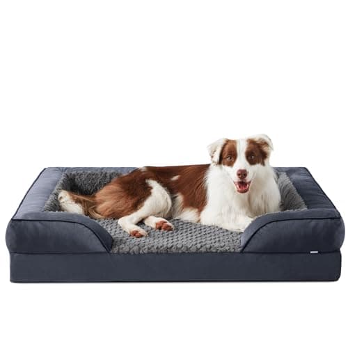 Joejoy Grand Lit Orthopédique pour Chien - Lavable, Coussin avec Structure en Nid d'Abeille et Doublure Imperméable Amovible en Mousse - Gris