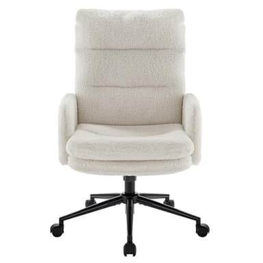 IWMH Chaise de Bureau, Fauteuil de Bureau avec Accoudoirs et roulettes, Fauteuil Pivotant Hauteur Réglable, Ergonomique Chaise Coiffeuse (Blanc)