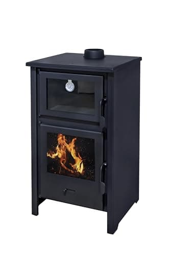 EIDER BIOMASA Quartz - Poêle à bois avec four 12,4 kW - Compact 89 x 47 x 52 cm - Façade et dessus en fonte - Chauffe jusqu'à 210 m³ - Efficacité énergétique Classe A