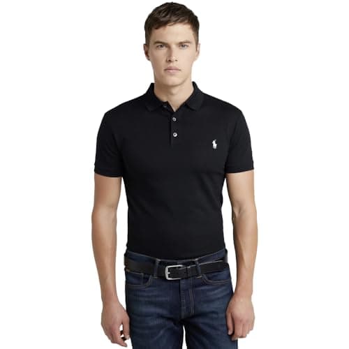 Ralph Lauren Polo piqué élastique Slim Fit, Noir , L