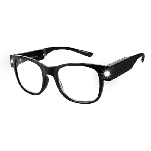 OuShiun Lunettes de Lecture LED Rechargeables par USB Lunettes Éclairées Intelligentes pour Hommes Femmes (Noir,1.0X)