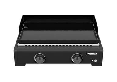 Campingaz Othello 2 Plancha Gaz - Grill de table - Gril Teppanyaki avec plaque de cuisson en acier émaillé - 2 brûleurs en acier avec technologie BlueFlame pour les grillades méditerranéennes, 6 KW