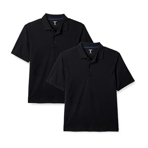 Amazon Essentials Polo de Golf à Manches Courtes, Évacuation de l’Humidité et Séchage Rapide Homme, Noir, L