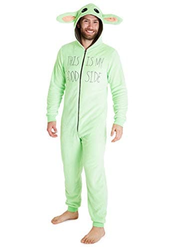 The Mandalorian Combinaison Pyjama Homme de Bebe Yoda, Pyjama Chaud en Polaire Douce avec Capuche, Idée De Cadeau pour Adulte Ou Ado Taille S à 3XL (Vert, M)