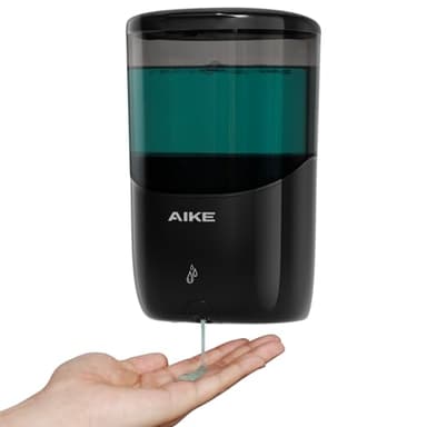 AIKE Distributeur de Savon Automatique Mural, Distributeur de Savon Noir sans Perçage, Distributeur de Savon Liquide pour Salle de Bain et Cuisine, Modèle AK1216
