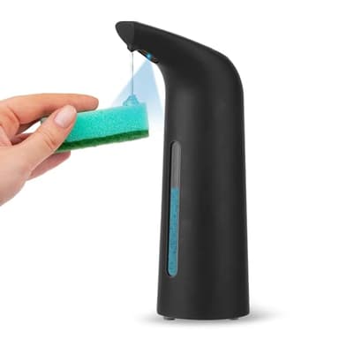 Distributeur de savon automatique 400 ml - Distributeur de savon liquide sans contact avec capteur infrarouge - Pour salle de bain, cuisine, lavabo, hôtel, restaurant (noir mat)