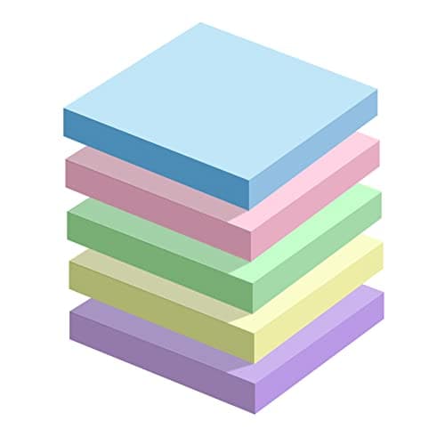 500 Feuilles Notes Autocollantes Couleur Notes Adhésives Notes Self-sticky Super Sticky 76 mm X 76 mm Fournitures de Bureau 5 Couleurs