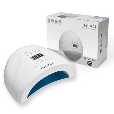 INLAQ® Dual UV/LED Lampe à Ongles 48W - Séchoir à Ongles avec 4 minuteries 10/30/60/99s - affichage LCD - Blanc Lampe UV LED pour Ongles avec Détecteur de Mouvement