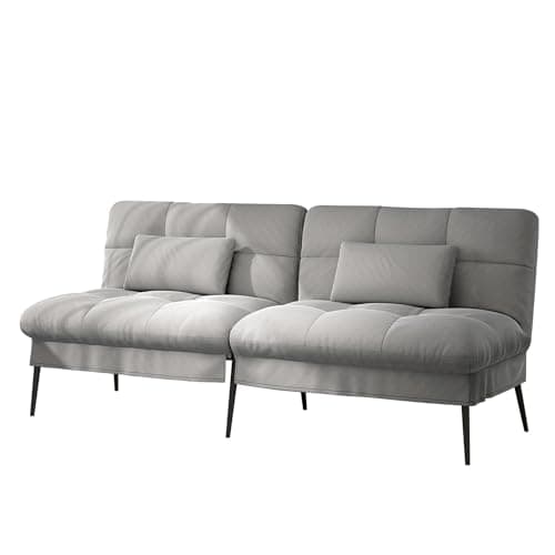 COMHOMA Canapé-lit avec Fonction de Couchage - Housse futon Convertible - Canapé d'angle - Canapé d'invité 3 Places - avec Dossier réglable en Tissu - Gris