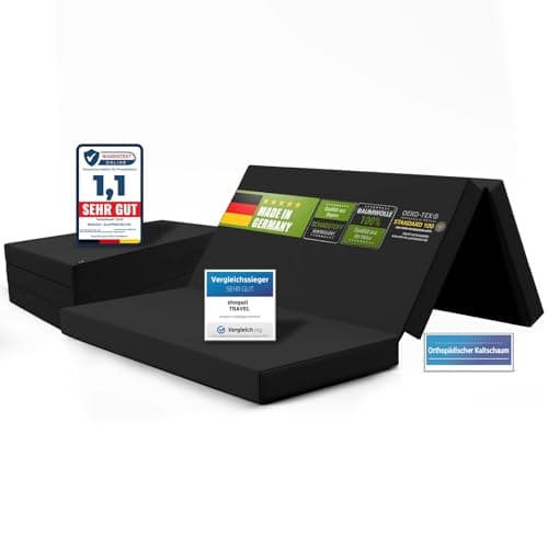 SHOGAZI Matelas Pliant de 120 x 180 x 12 cm, Matelas d'invité Pliable en provenance d'Allemagne, Matelas Pliable 2 Places, Confort de Sommeil Ultime, Lavage Facile (Anthracite)