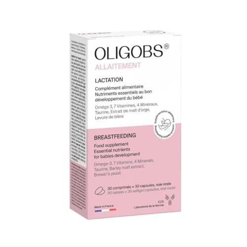 Oligobs Allaitement, 30 Comprimés avec 30 Capsules - Nutriments essentiels au bon développement du bébé - Fabriqué en FranceComplément alimentaire pour l’allaitement -