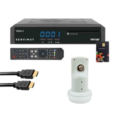 Servimat Pack Vega 3 Decodeur Satellite Full HD + Carte d'TNTSAT V6 + Câble HDMI + LNB Single HDSAT