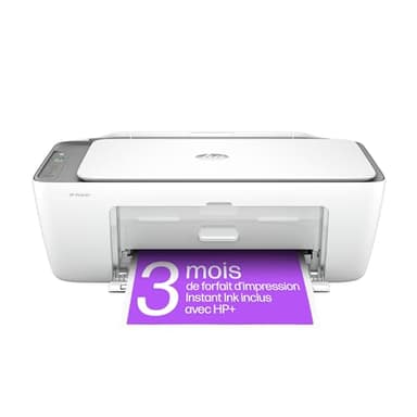 HP DeskJet 2820e Imprimante tout en un - Instant Ink 3 mois inclus avec HP, Jet d'encre couleur couleur, Recto-verso, 7,5ppm,