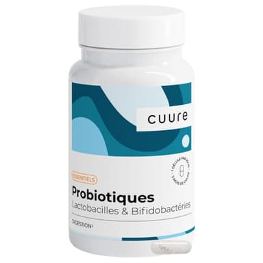 Probiotique Flore Intestinale - CUURE - 60 jours - Lactobacillus Plantarum & Bifidobacterium - Brevet Gélule Gastro-Résistante - Fabriqué en Europe