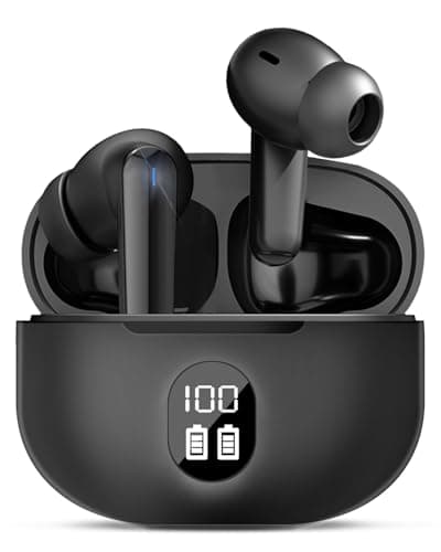 Dinow Ecouteurs Bluetooth sans Fil, Écouteurs Intra-Auriculaires sans Fil Bluetooth 5.3 HiFi Stéréo, Écran LED, Oreillettes sans FI l avec ENC Mic, Earbuds étanche IP6 pour iOS/Android/Window (Noir)