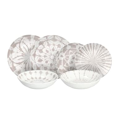 Tognana Mallorca, service de vaisselle 18 pièces pour 6 personnes, porcelaine, beige
