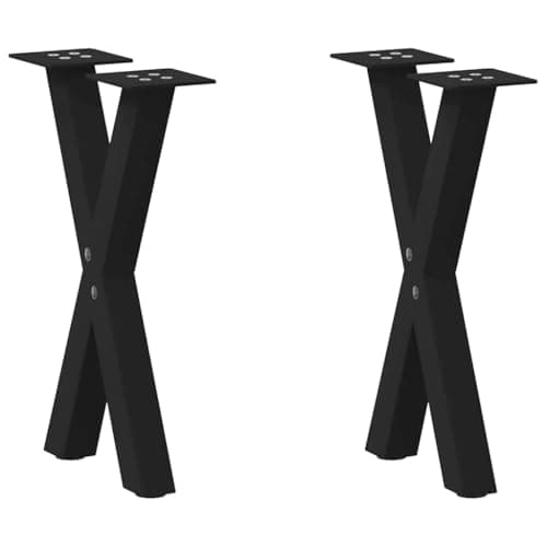 vidaXL Pieds de Table Basse en Forme de X, 2 pièces, Noir, 28 x (42-43) cm, Acier